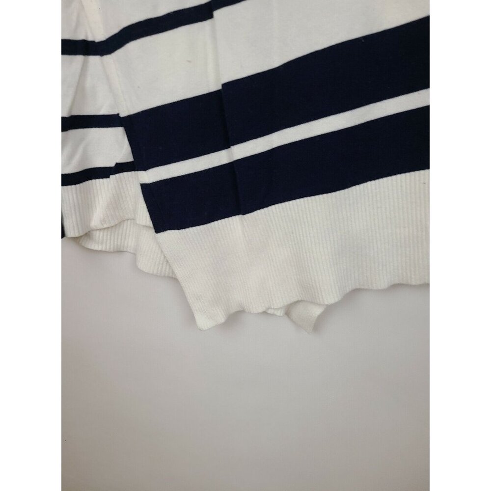 White House Black Market Womens Sweater Medium Navy White Striped Asymmetrical - Picture 2 of 9